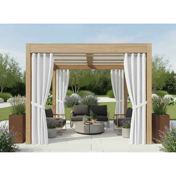 Venkovní zahradní závěs s kroužky GARDENIA RING bílá 050, šířka 140 cm výška různé rozměry Mybesthome Rozměr: 140x180 cm