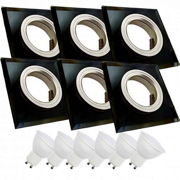6 x Skleněná Stropní Lampa Zapuštěná Do Stropu Křišťál Led Žárovky 1.5 W