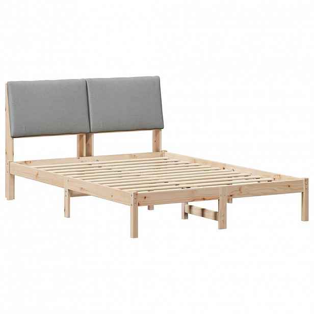 vidaXL Rám postele s čelo Hnědá a světlá šedá 150 x 200 cm
