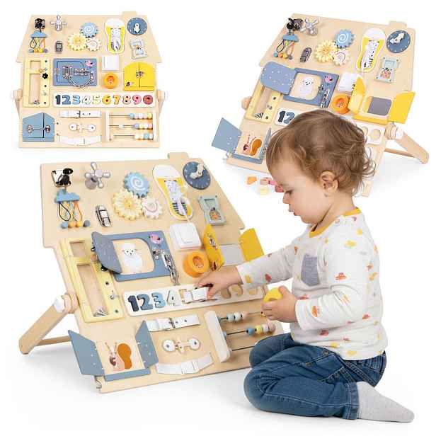 ECOTOYS Dřevěná edukativní tabule HOUSE XL vícebarevná