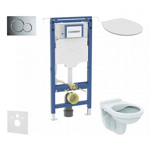 Geberit Duofix - Set předstěnové instalace, klozet Alpha se sedátkem, tlačítko Sigma01, lesklý chrom SANI11CD1104