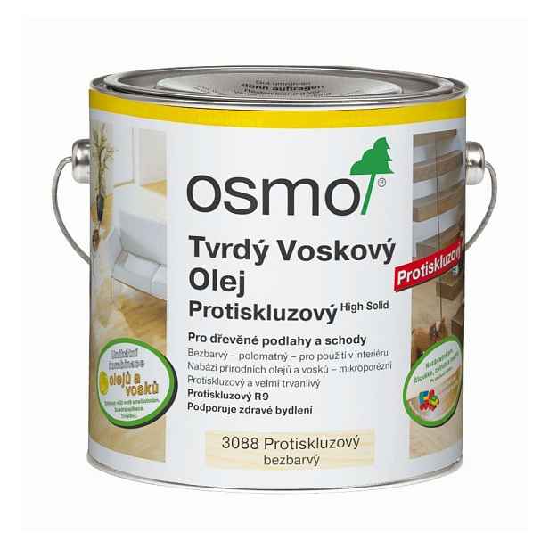 Olej tvrdý voskový protiskluzový Osmo 3088 bezbarvý 2,5 l