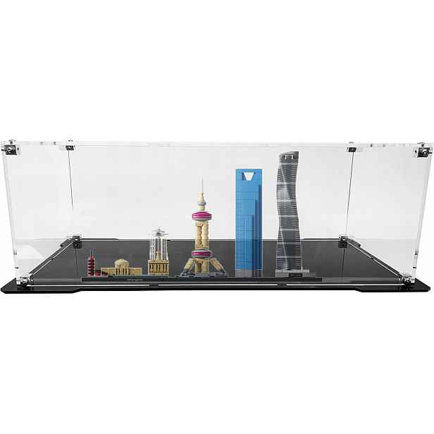 Vitrína s černým podstavcem pro stavebnici Lego 21039 Architecture Šanghaj