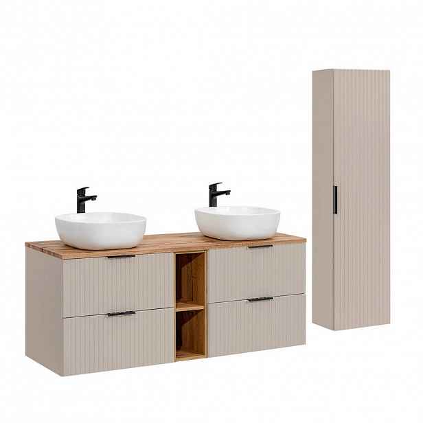 Petits-meubles KOUPELNOVÝ NÁBYTEK 140.8cm Adriel 2er-Set Béžová