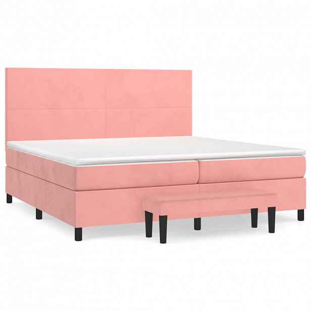 vidaXL Box spring postel s matrací růžová 200x200 cm samet