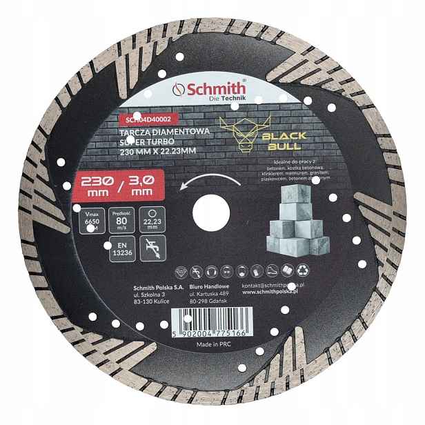 Diamantový kotouč Turbo 230 mm beton gres granit Black Bull Schmith
