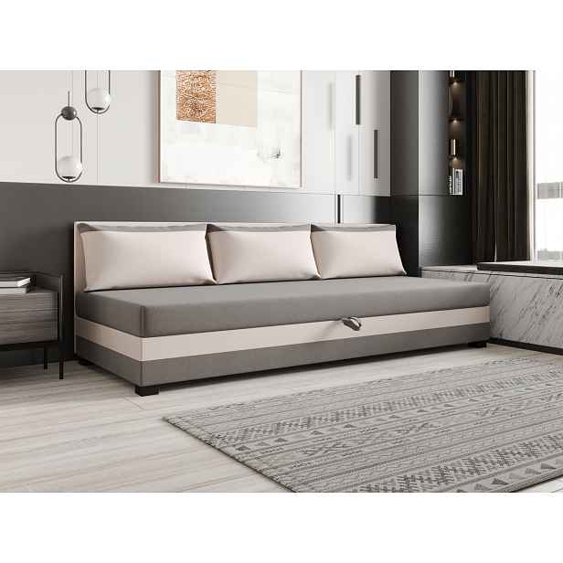 Jednolůžková postel 80x195 ZAJDA BIZ 2 s úložným prostorem - světle šedá / ecru