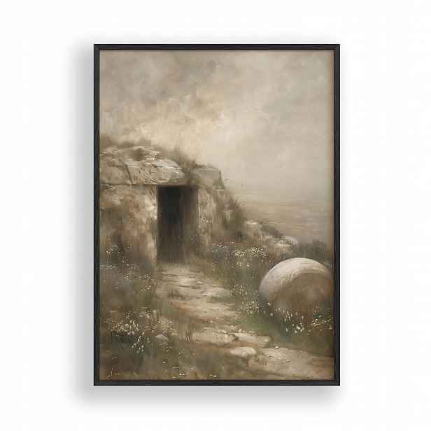 Obraz Prázdný hrob Ježíše Plakát Rámeček Dřevěný Černý 30x42 cm