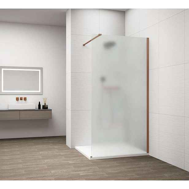 Polysan Esca - Sprchová stěna Walk-In 120x210 cm, Antidrop, matné sklo/měď mat ES1112-09