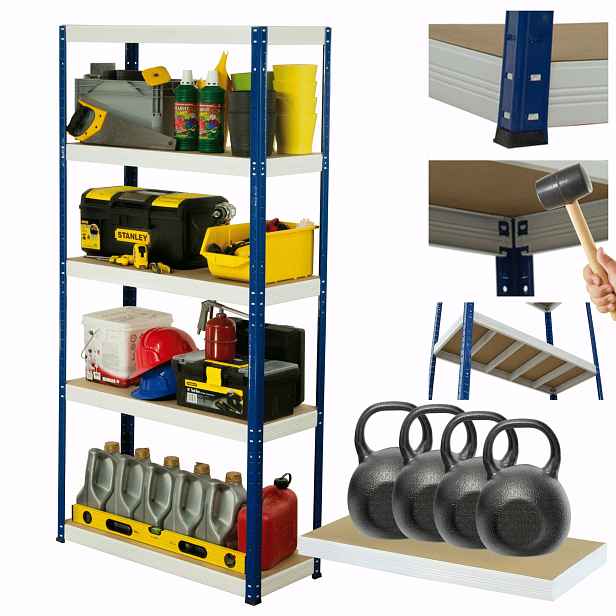 Regál kovový skladový stojan Helios 180x75x50 cm 5Px400 kg Pl Silný