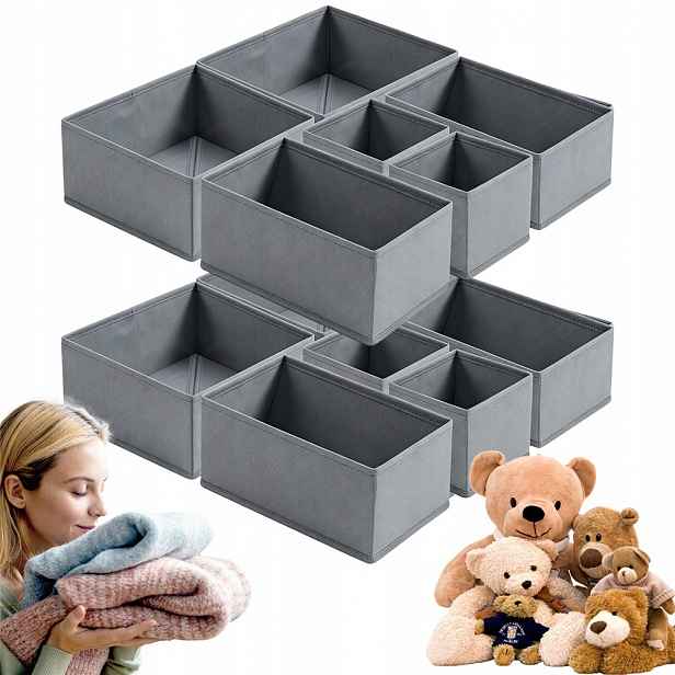 12 x Organizér Na Prádlo Ponožky Do Zásuvky Skříně Set Kontejner S/m/l