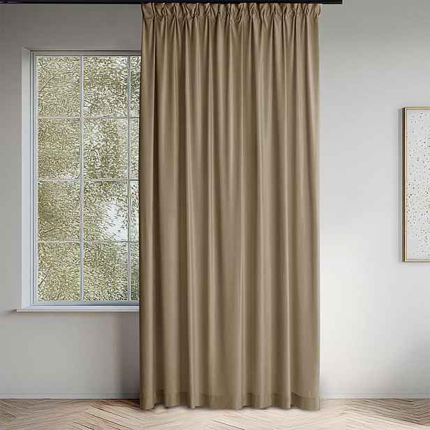 decoDoma Sametový závěs FILUMI tmavě béžový 140 x 250 cm 1 ks