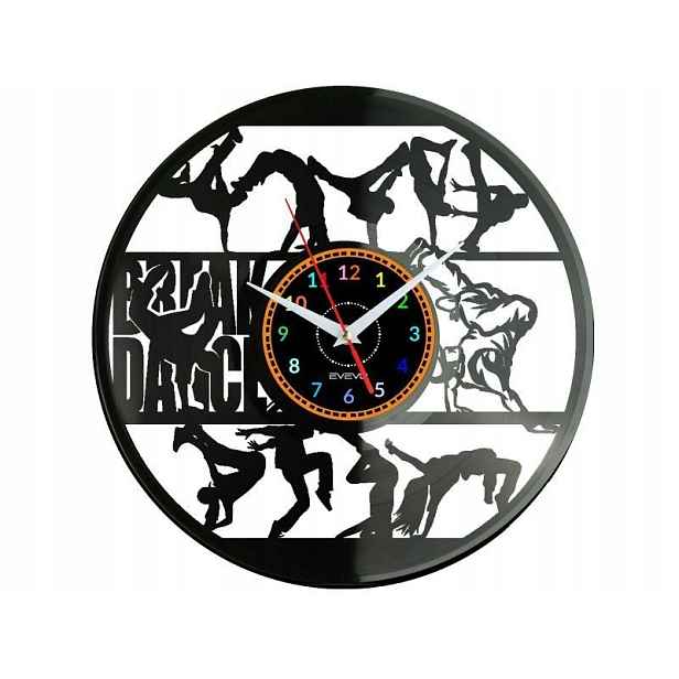 Break Dance Tanec Dekorativní Nástěnné Hodiny Moderní Vinylová Deska