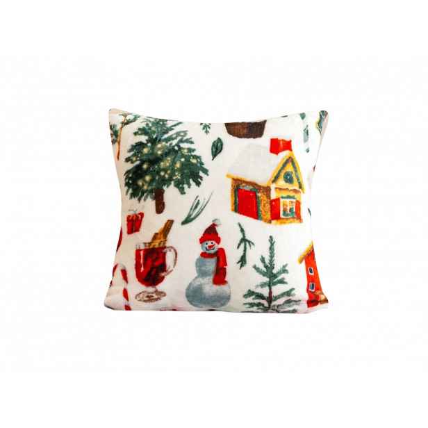 Mikroplyšový povlak na polštářek FESTIVE MAGIC 45x45 cm, bílý