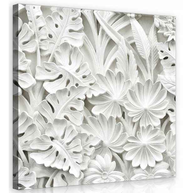 Obraz 80x80 Minimalistická elegance Bílé reliéfní květiny do obývacího pokoje