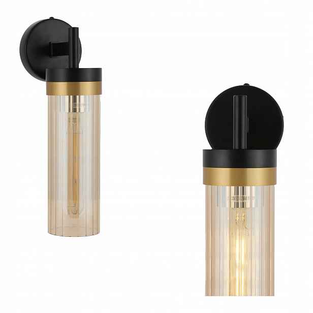Skleněná nástěnná lampa Malika 1xE27 černá do kanceláře WL0123-1 Yaskr