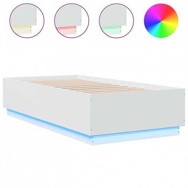 vidaXL Rám postele s LED osvětlením bílý 90 x 190 cm kompozitní dřevo