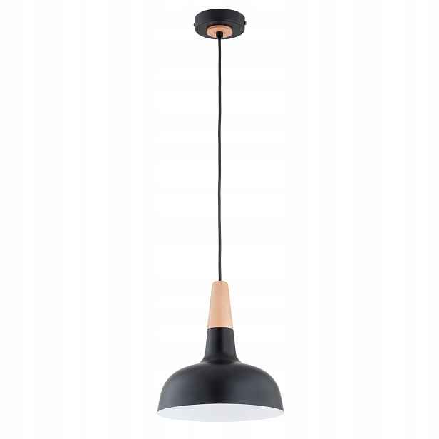 Závěsná lampa černá s dřevěnými prvky E27 15W moderní Rhodos Alfa