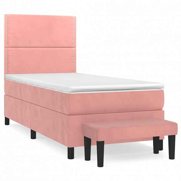 vidaXL Box spring postel s matrací růžová 80 x 200 cm samet