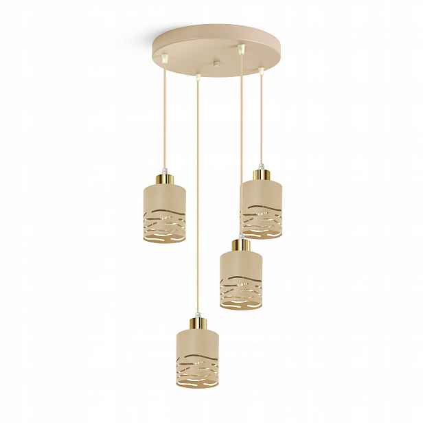 Čtyřnásobná nastavitelná závěsná lampa Béžová zlatá 4xE27 Led Fale do obývacího pokoje