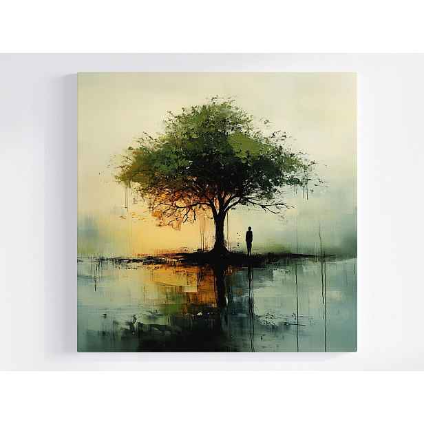 Obraz Na Plátně Canvas Dřevo Voda Člověk Příroda Reflexe Zaduma 50x50