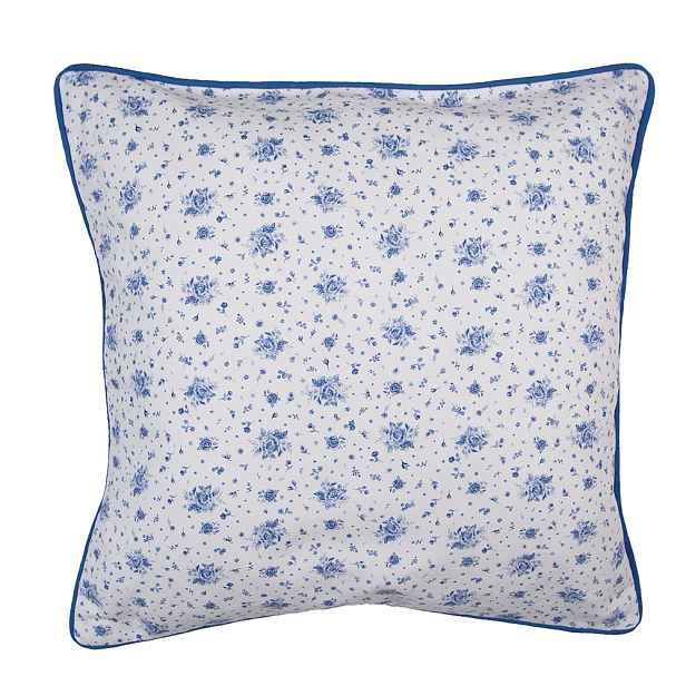 Povlak na polštář s modrými růžičkami Blue Rose Blooming  - 40*40 cm Clayre & Eef