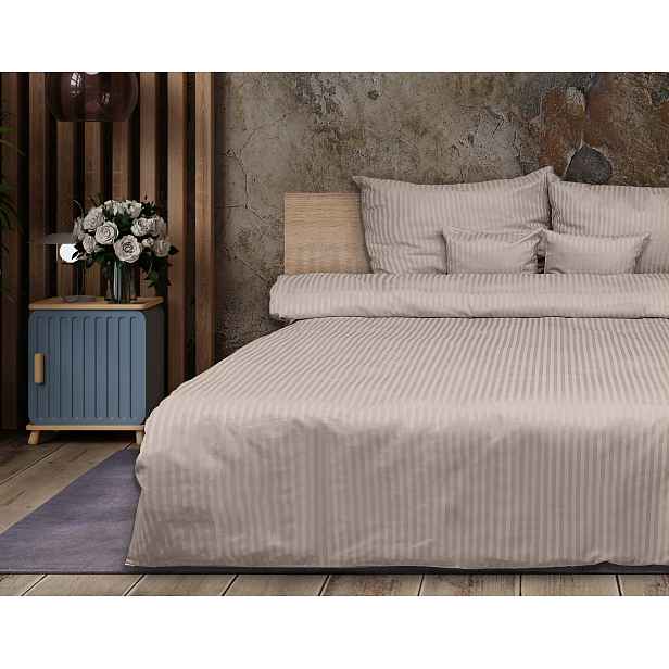 Povlečení z Adamašku béžové, pruhy 1 cm, 160x200 +2x70x80 Matex