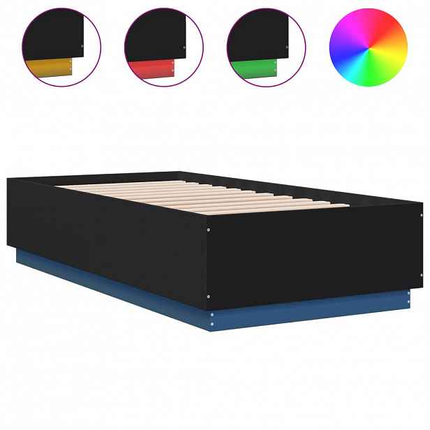 vidaXL Rám postele s LED osvětlením černý 90 x 190 cm kompozitní dřevo