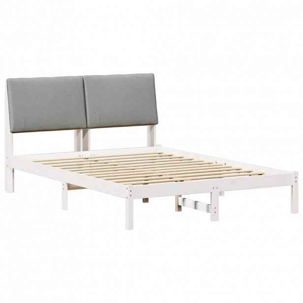 vidaXL Rám postele s čelo Bílá a světle šedá 150 x 200 cm