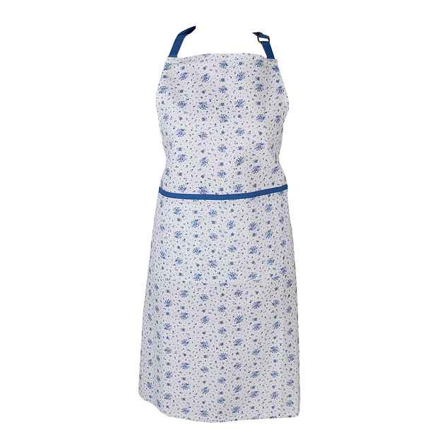 Bavlněná zástěra s modrými růžičkami Blue Rose Blooming - 70*85 cm Clayre & Eef