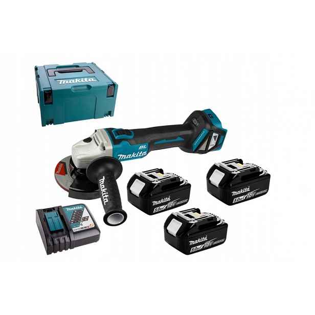 Makita Aku Úhlová Bruska DGA511RT3J 125 mm 18 V 3x5 Ah
