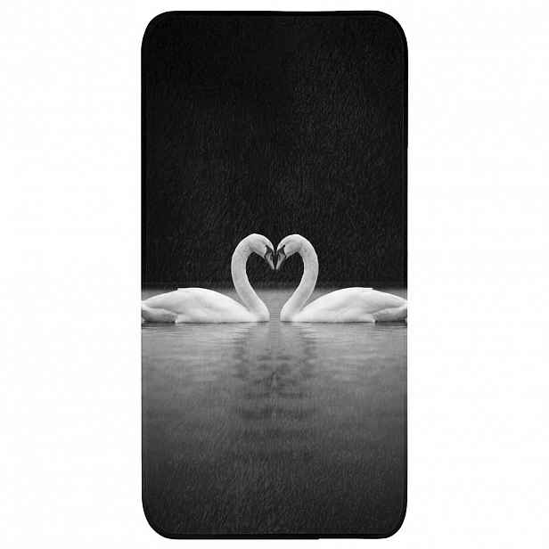 OnlyWow KOUPELNOVÁ PŘEDLOŽKA Labutě - srdce - černá - bílá 60x120 cm