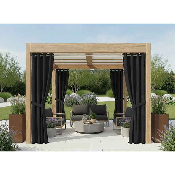 Venkovní zahradní závěs s kroužky GARDENIA RING černá 039, šířka 140 cm výška různé rozměry Mybesthome Rozměr: 140x200 cm