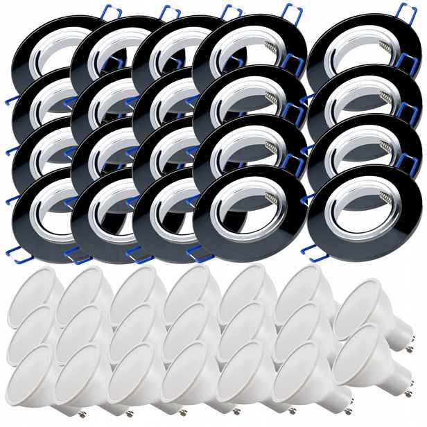 20 x Skleněná Stropní Lampa Zapuštěná Do Stropu Křišťál Led Žárovky 1.5 W