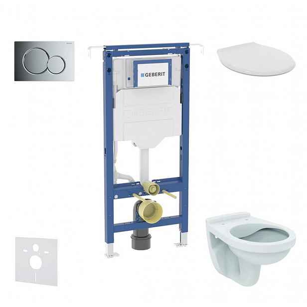 Geberit Duofix - Set předstěnové instalace, klozet Alpha se sedátkem, tlačítko Sigma01, lesklý chrom SANI11CD1107