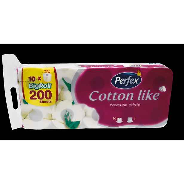 Toaletní papír Perfex Cotton like, 3-vr., cel., extra bílá (bal.10ks) 050213