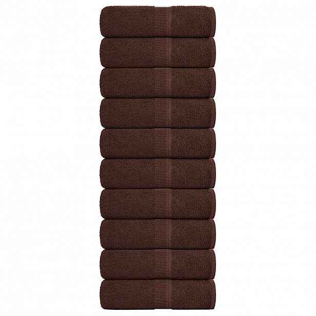 vidaXL Ručníky pro hosty FROGN 10 ks hnědé 30x50 cm 360 g/m²