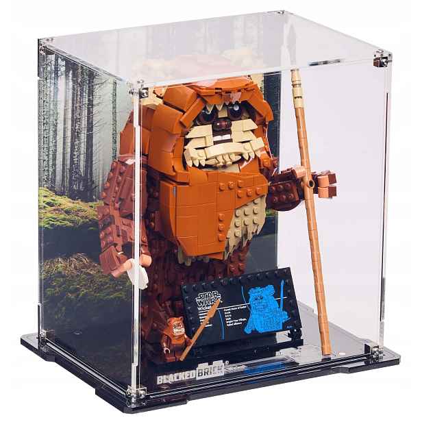 Vitrína s pozadím Blacked Brick pro Lego 75430 Star Wars Ewok Wicket