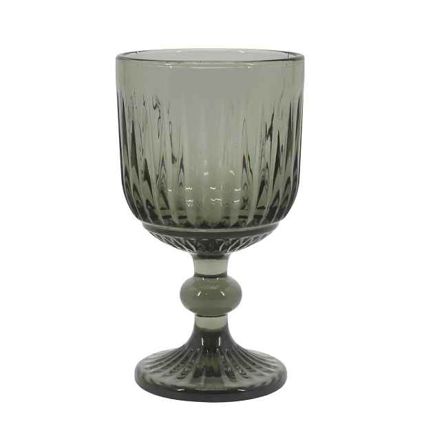 Kouřová sklenice na víno s drážkami Riller – Ø 8*14,5 cm / 250ml Chic Antique
