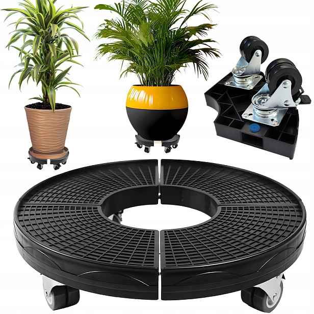 Podstavec Pod Květináč Na Kolečkách Kulatý Plošina 38-50 CM Stojan Květina