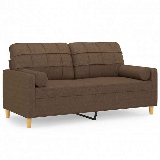vidaXL 2místná pohovka s polštáři hnědá 140 cm textil