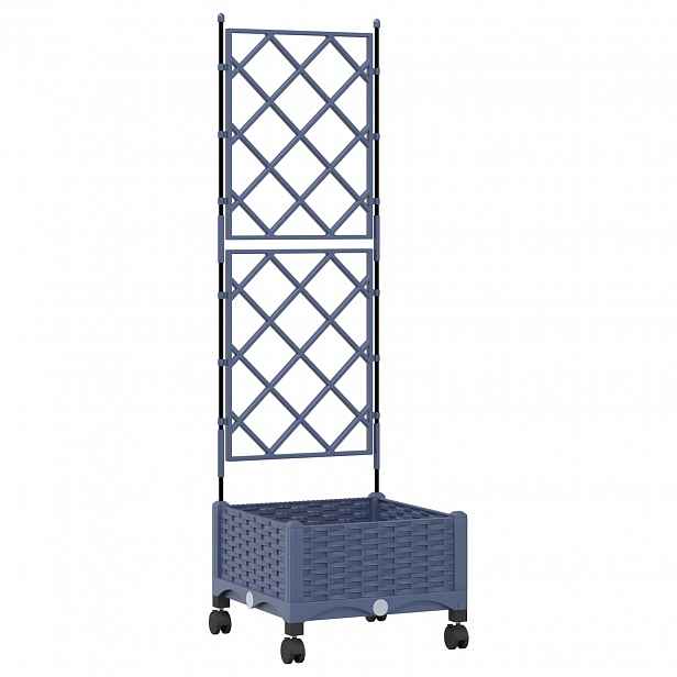 vidaXL Zahradní truhlík s treláží a koly Šedá 40 x 40 x 131,5 cm PP