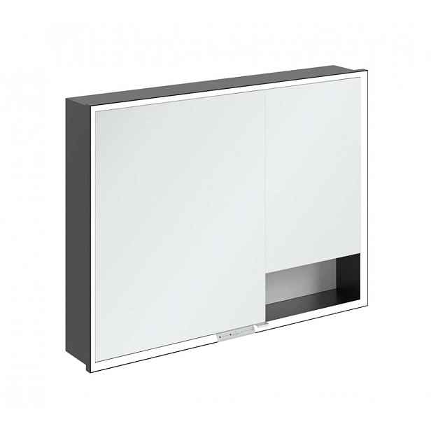 Villeroy & Boch My View+ - Zrcadlová skříňka s LED osvětlením 100x75x17 cm, 2 dvířka, Pure White/matná černá B48210VF