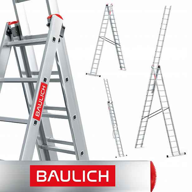 Žebřík 3x16 multifunkční Profesionální Baulich hák Bonus