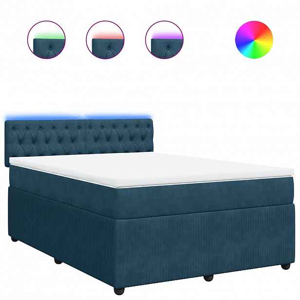 vidaXL Box spring postel s matrací modrá 160 x 200 cm samet