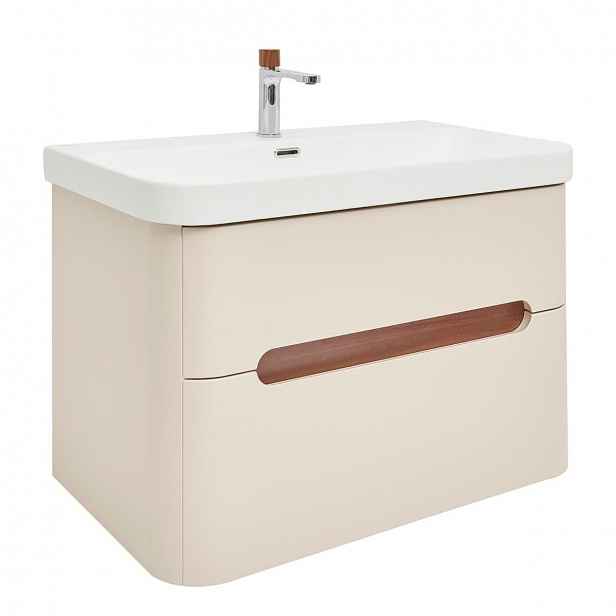 Koupelnová skříňka s umyvadlem a baterií SAT Fusion 77,5x53x45 cm pískově béžová mat SATFUSION280BEMWBA