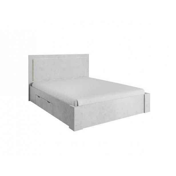 Manželská postel 160x200cm, úložný prostor, šedý beton, ALDEN