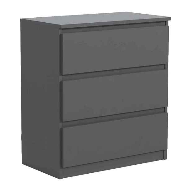 MASSENO KOMODA NUDO, 70/78,5/39 cm se 3 zásuvkami a dvířky, antracitová