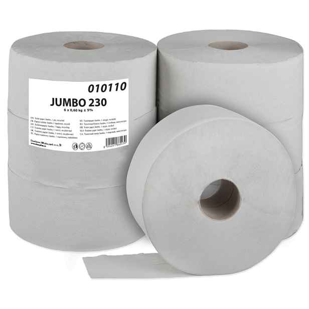 PrimaSoft Toaletní papír Jumbo 230 B, 1-vr., rec., šedá (bal.6ks) 010110