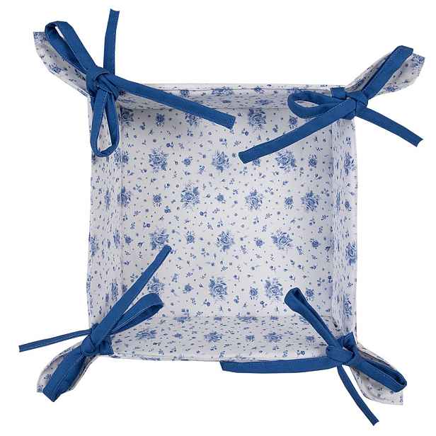 Bavlněný košík s modrými růžičkami Blue Rose Blooming - 35*35*8 cm Clayre & Eef